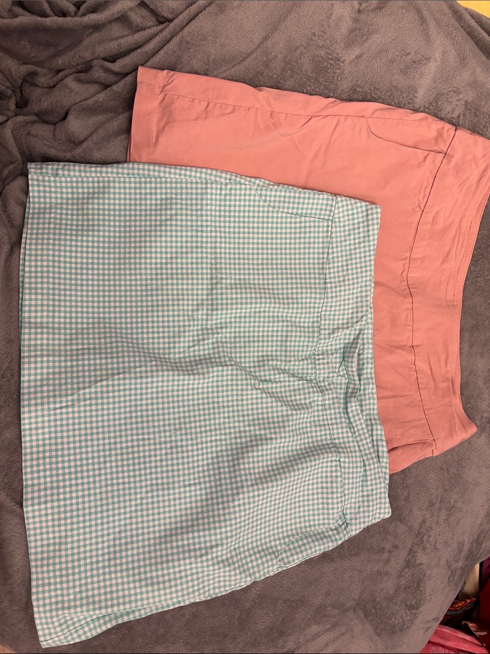 Two-Tone Women’s Skort Set — Coral Pink & Mint Gingham